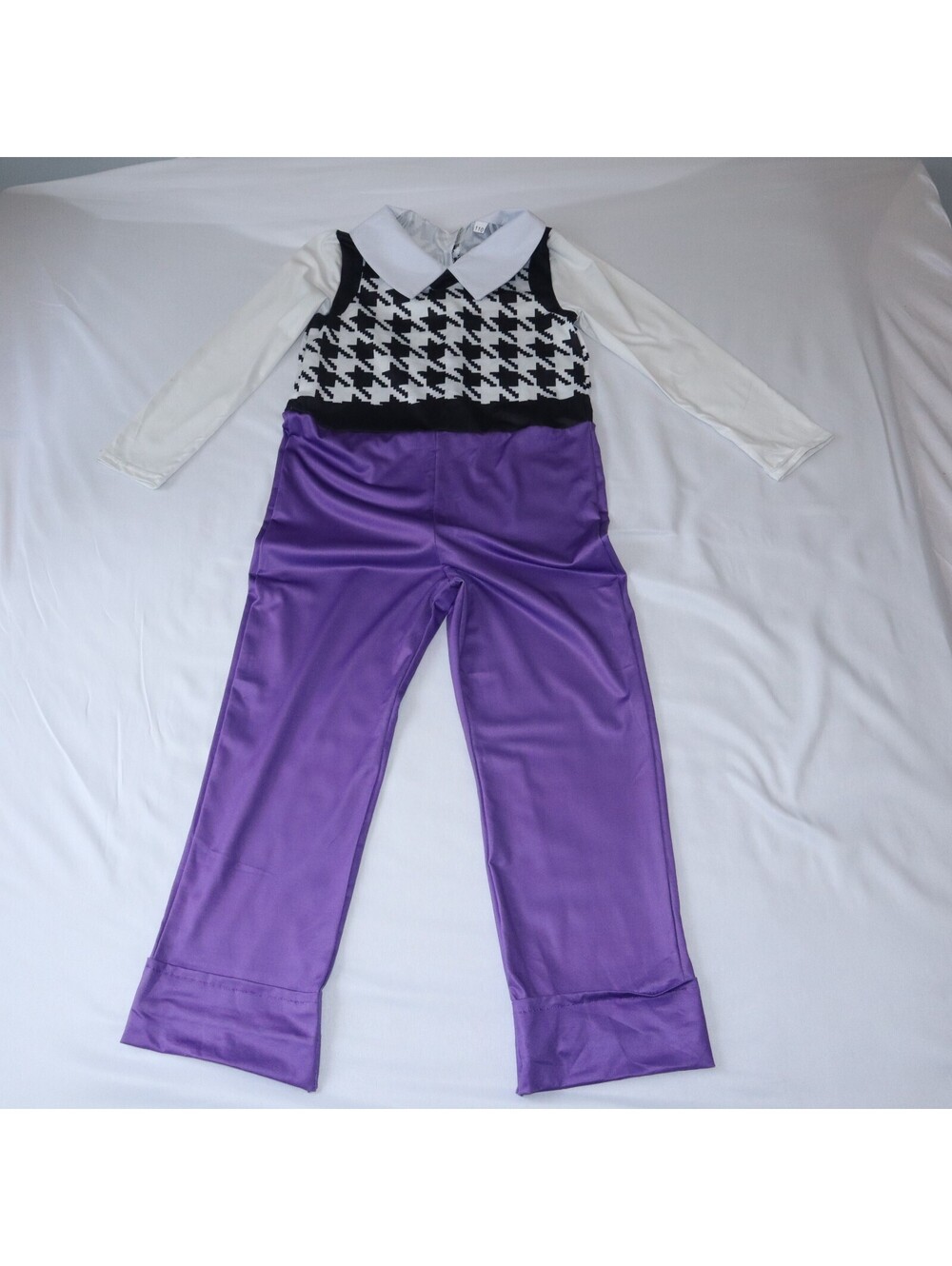 Halloween Costume - Jumpsuit Houndstooth Pattern Size 10 Black White Purple